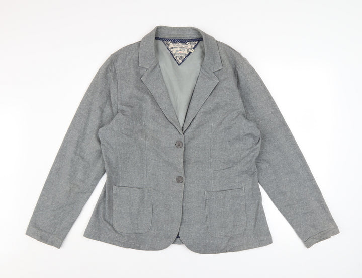 Mantaray Women Grey Cotton Blend Blazer Jacket Size 18