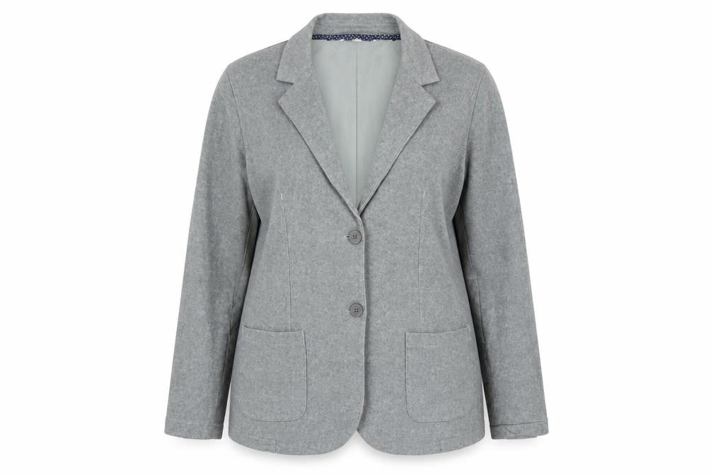 Front view of Mantaray Women Grey Cotton Blend Blazer Jacket, size 18