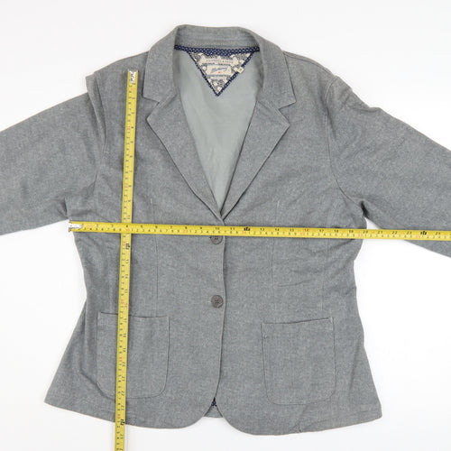 Mantaray Women Grey Cotton Blend Blazer Jacket Size 18