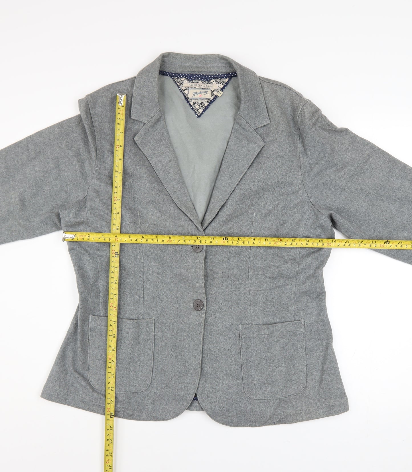 Mantaray Women Grey Cotton Blend Blazer Jacket Size 18