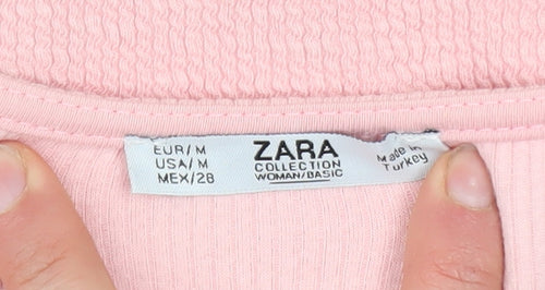 Zara Women Pink Cotton Bodycon Knee Length Sleeveless Dress Size 12