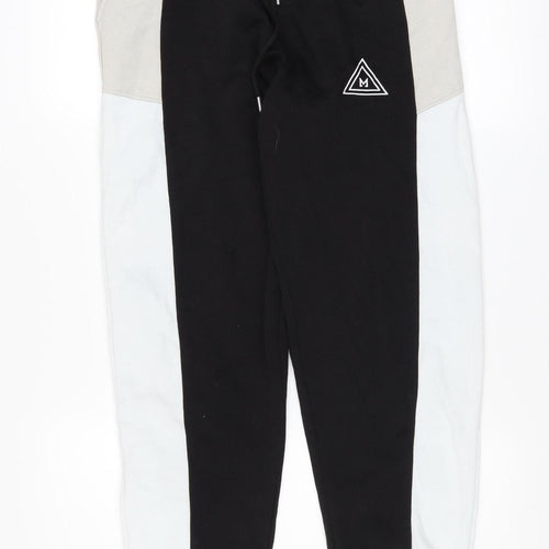 MAN Men's Black Colourblock Jogger Trousers XS Regular Fit