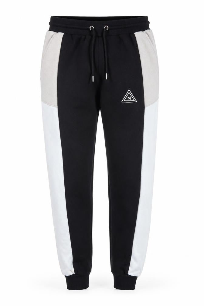 Front view of MAN Men's Black Colourblock Jogger Trousers XS Regular Fit