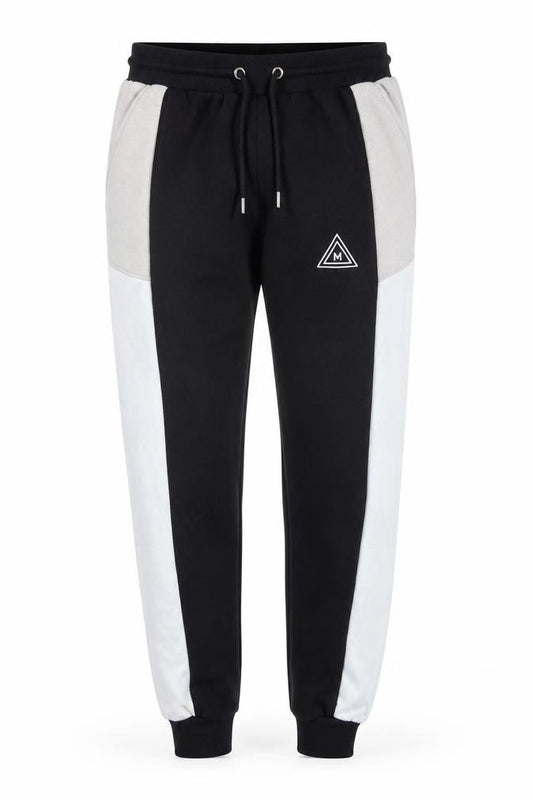 Front view of MAN Men's Black Colourblock Jogger Trousers XS Regular Fit