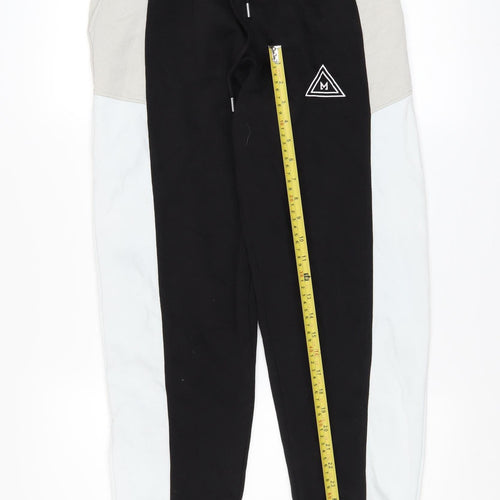 MAN Men's Black Colourblock Jogger Trousers XS Regular Fit