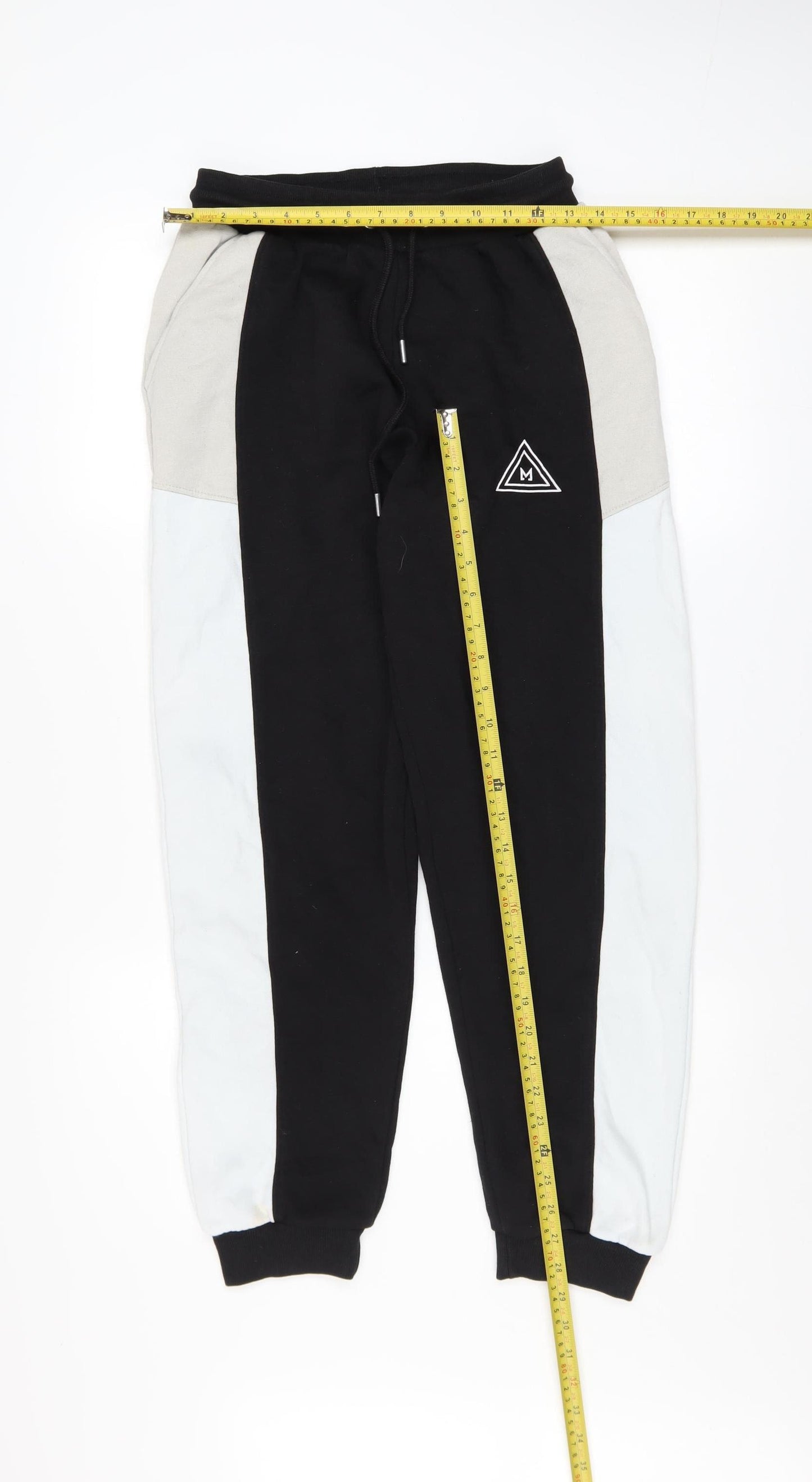 MAN Men's Black Colourblock Jogger Trousers XS Regular Fit