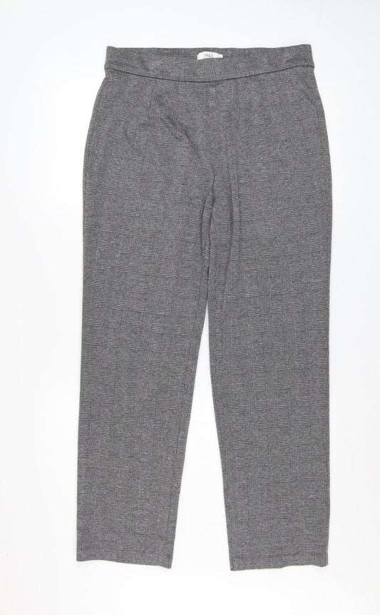 Marks and Spencer Womens Grey Check Regular Trousers Size 14