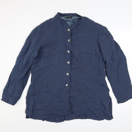 Monsoon Women's Blue Linen Blend Blazer Jacket UK 16