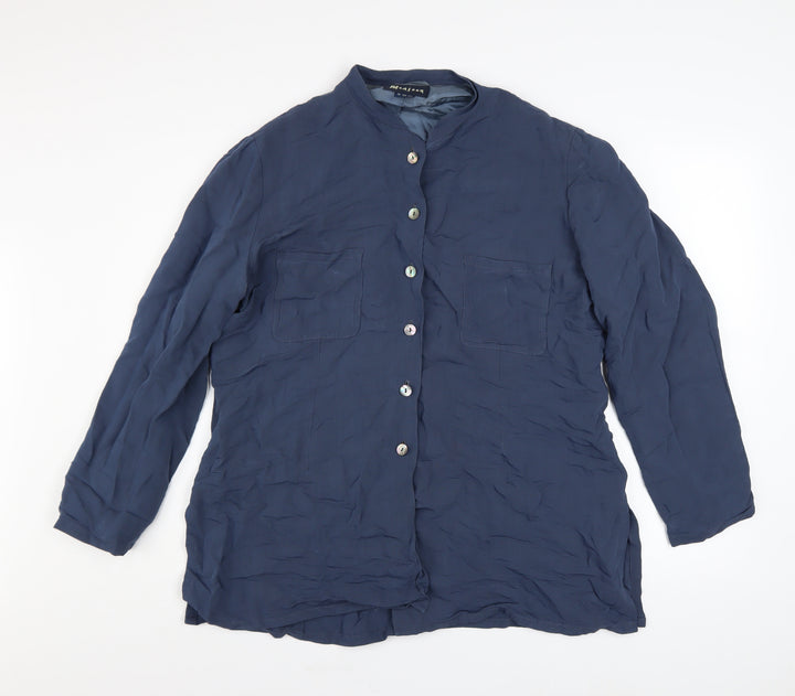 Monsoon Women's Blue Linen Blend Blazer Jacket UK 16