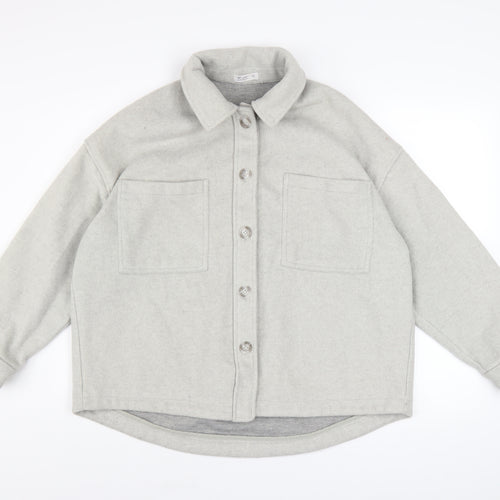 NET Ladies Grey Polyester Button Casual Jacket Women M