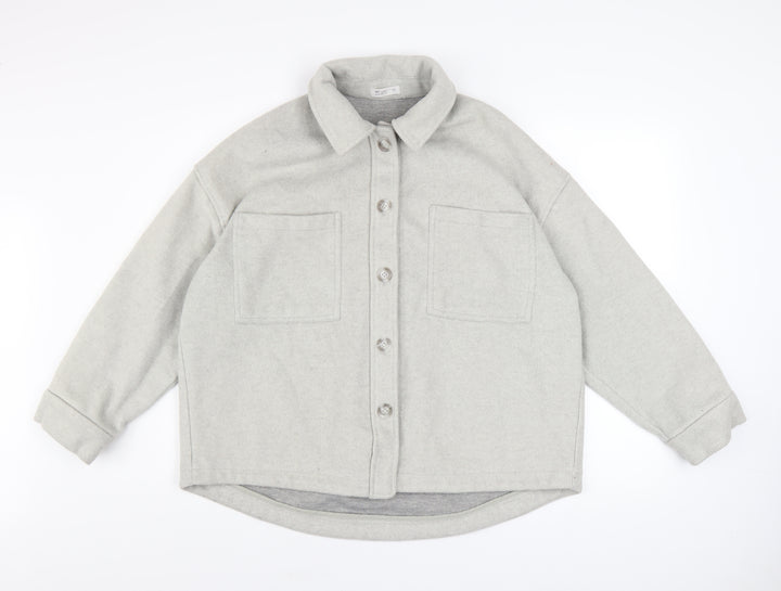 NET Ladies Grey Polyester Button Casual Jacket Women M