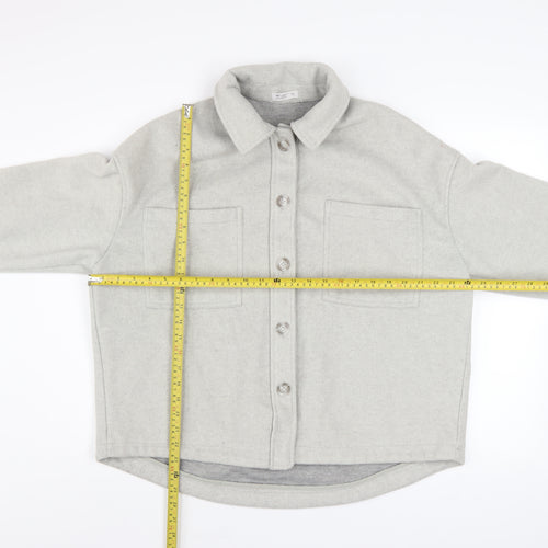 NET Ladies Grey Polyester Button Casual Jacket Women M
