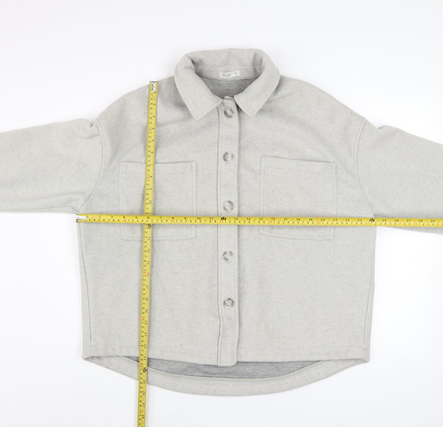 NET Ladies Grey Polyester Button Casual Jacket Women M