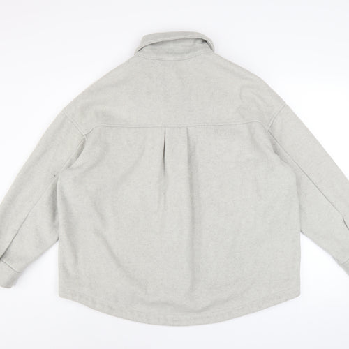 NET Ladies Grey Polyester Button Casual Jacket Women M
