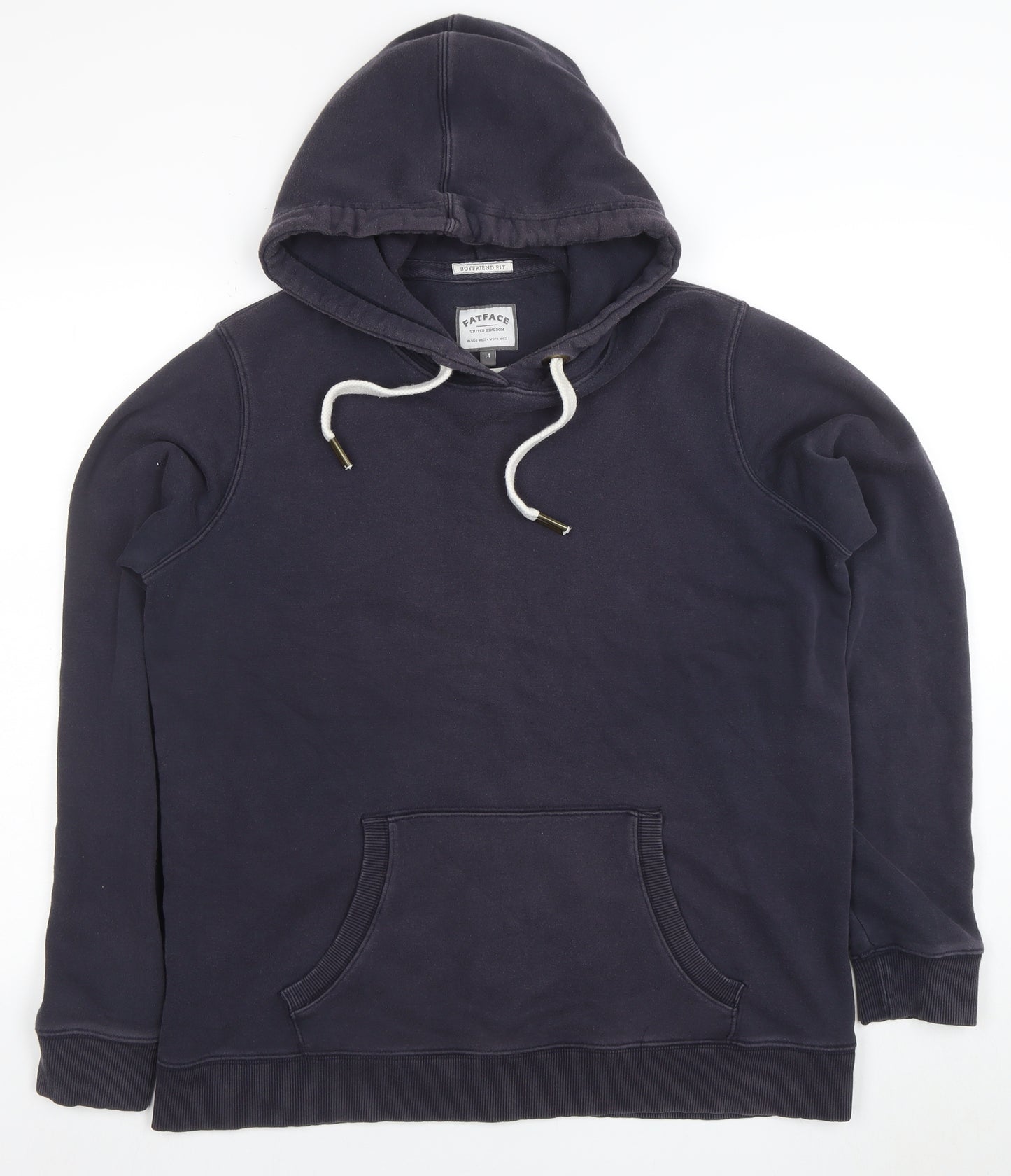 FatFace Women's Navy Blue Hoodie Size 14 Cotton Blend Pullover