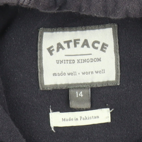 FatFace Women's Navy Blue Hoodie Size 14 Cotton Blend Pullover