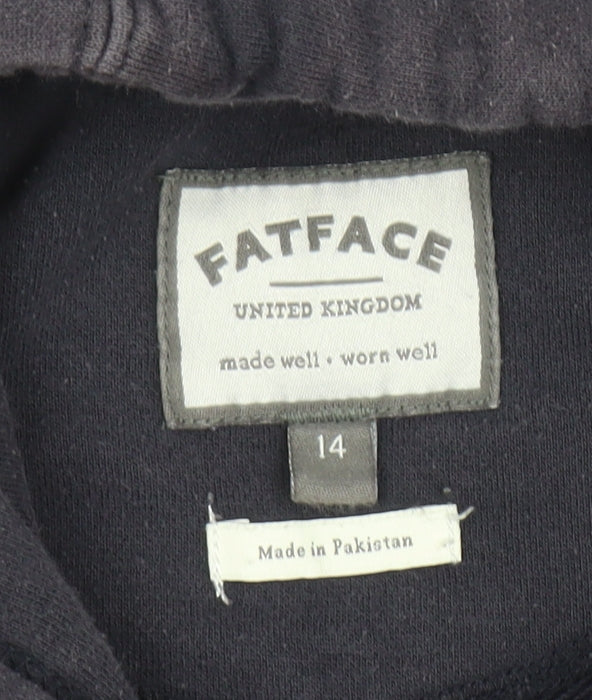 FatFace Women's Navy Blue Hoodie Size 14 Cotton Blend Pullover