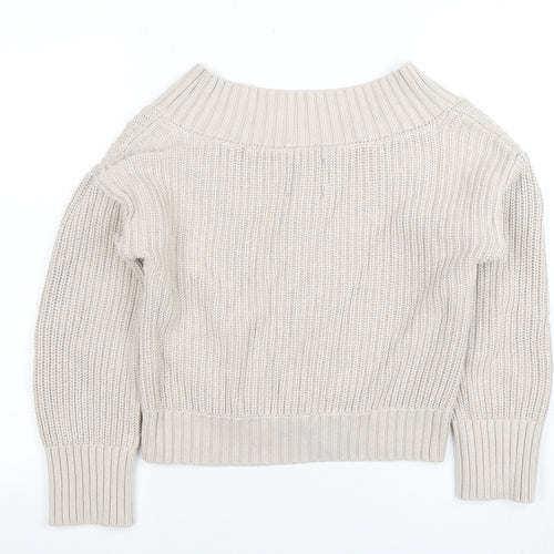 Abercrombie & Fitch Women’s Beige Chunky Knit V-Neck Jumper XS