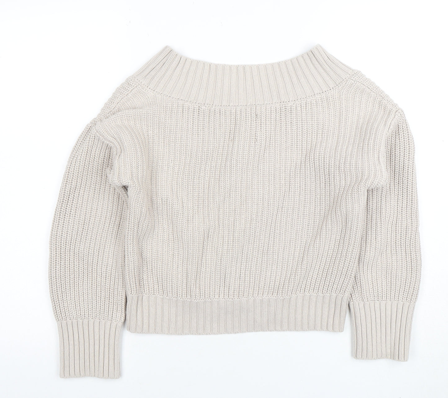 Abercrombie & Fitch Women’s Beige Chunky Knit V-Neck Jumper XS
