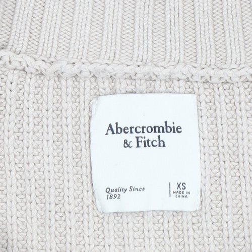 Abercrombie & Fitch Women’s Beige Chunky Knit V-Neck Jumper XS