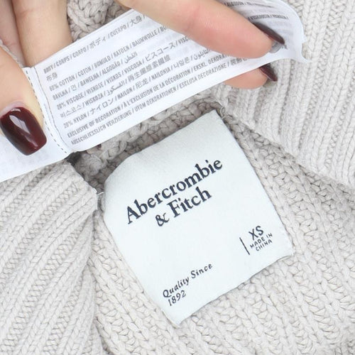 Abercrombie & Fitch Women’s Beige Chunky Knit V-Neck Jumper XS