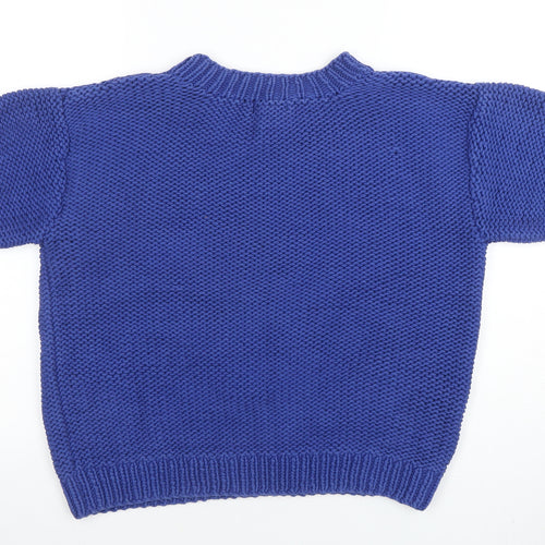 H&M Womens Blue Chunky Knit Short Sleeve Cotton Jumper Size 12
