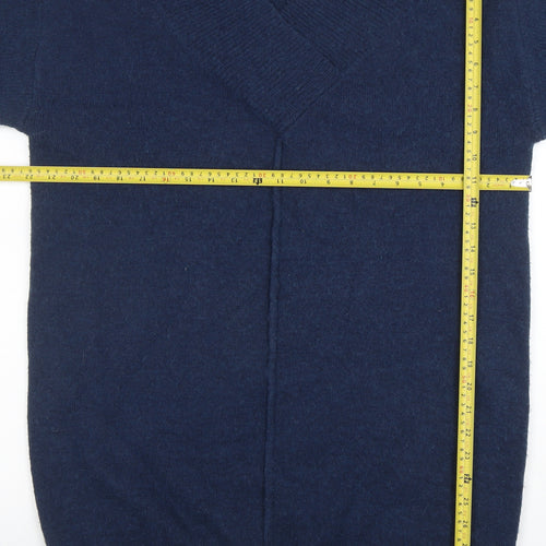 Wallis Women Navy Blue Medium Shawl Collar 3/4 Sleeve Knit Jumper