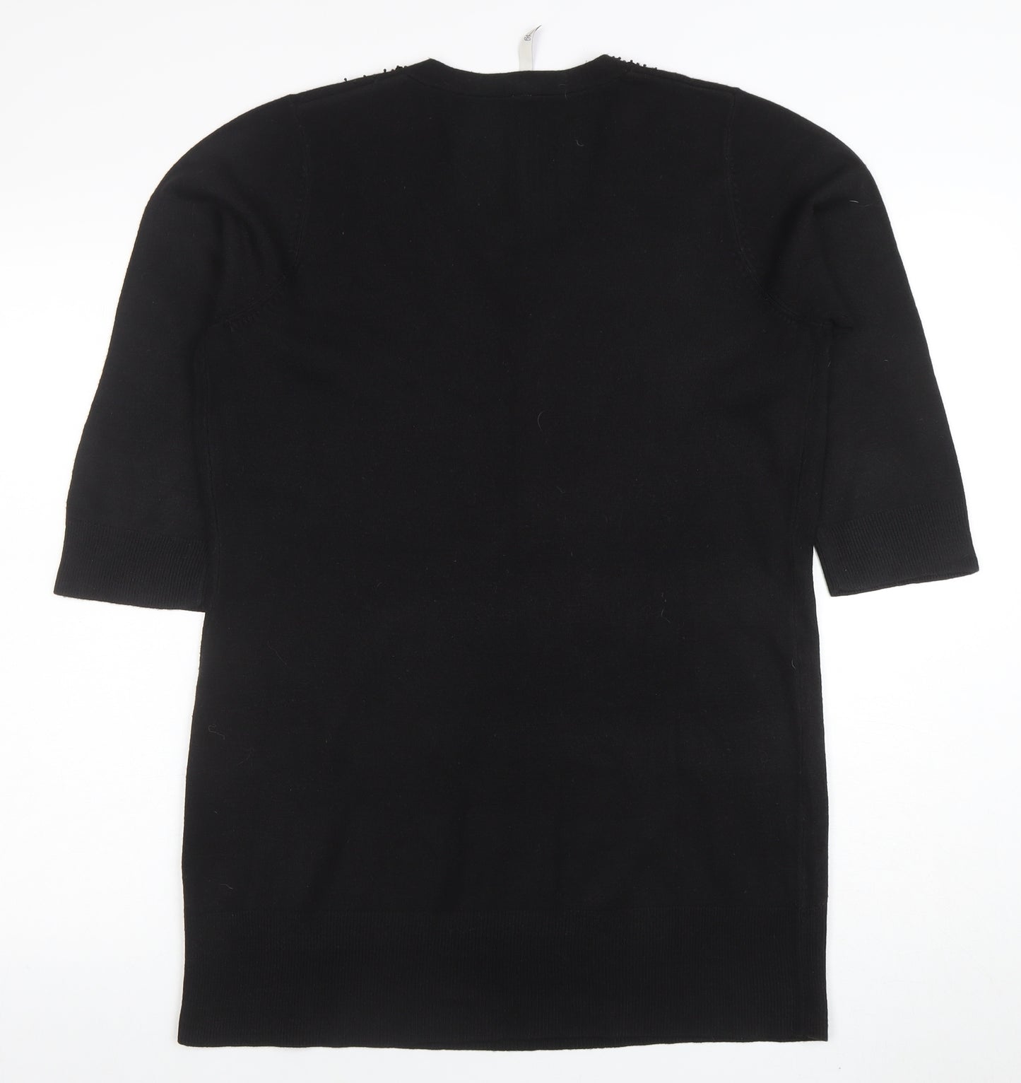 BHS Women's Black Sequin V-Neck Tunic Top Size 16 Acrylic Knit