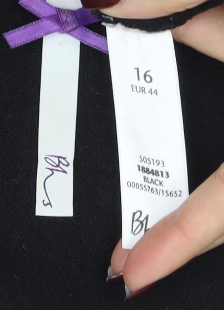 BHS Women's Black Sequin V-Neck Tunic Top Size 16 Acrylic Knit