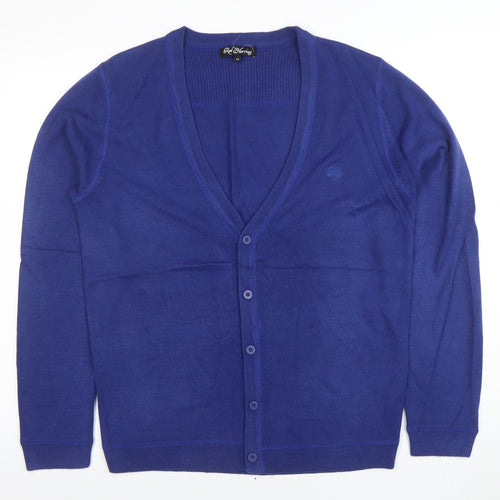 Red Herring Women Blue Cardigan M V-Neck Button Long Sleeve Knit