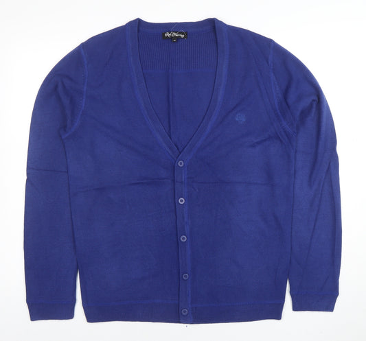 Red Herring Women Blue Cardigan M V-Neck Button Long Sleeve Knit
