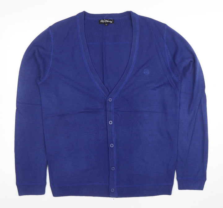 Red Herring Women Blue Cardigan M V-Neck Button Long Sleeve Knit