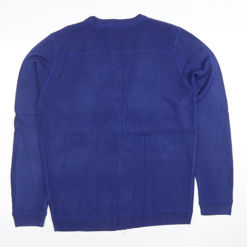 Red Herring Women Blue Cardigan M V-Neck Button Long Sleeve Knit