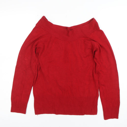 Riversland Womens Red Off the Shoulder Knit Top Size 10