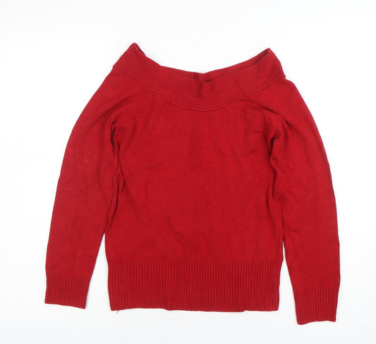 Riversland Womens Red Off the Shoulder Knit Top Size 10