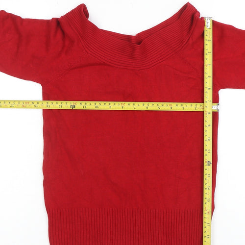 Riversland Womens Red Off the Shoulder Knit Top Size 10