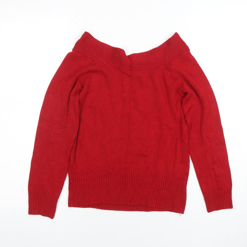Riversland Womens Red Off the Shoulder Knit Top Size 10