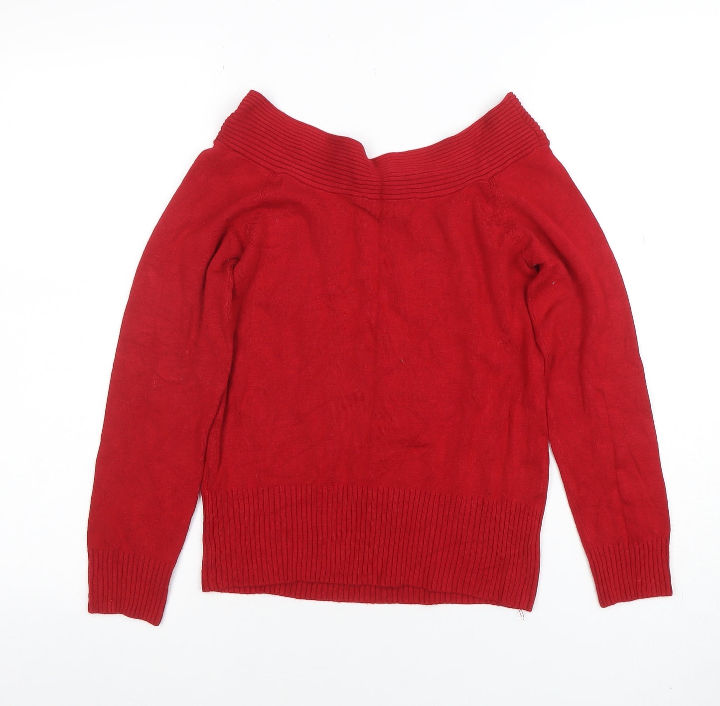 Riversland Womens Red Off the Shoulder Knit Top Size 10