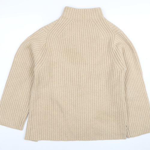 MING Womens Beige Mock Neck Ribbed Knit Jumper Size M