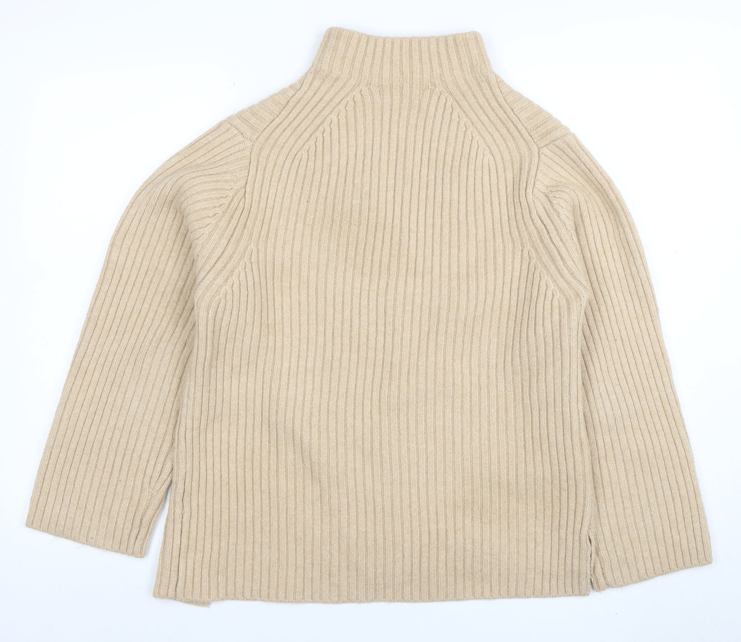 MING Womens Beige Mock Neck Ribbed Knit Jumper Size M