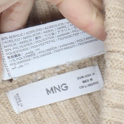 MING Womens Beige Mock Neck Ribbed Knit Jumper Size M