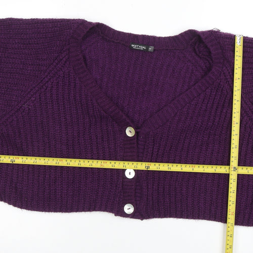Nasty Gal Women’s Purple Chunky Knit Button Cardigan Size L