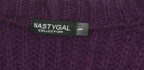 Nasty Gal Women’s Purple Chunky Knit Button Cardigan Size L