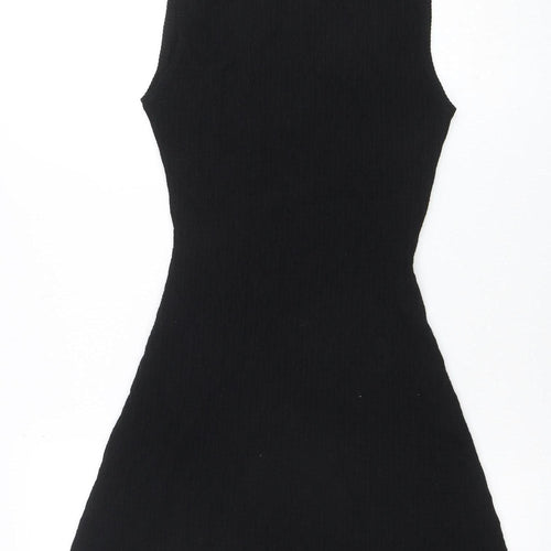 ZARA Women Black Knit Sleeveless A-Line Dress Size 12