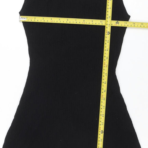 ZARA Women Black Knit Sleeveless A-Line Dress Size 12