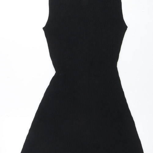 ZARA Women Black Knit Sleeveless A-Line Dress Size 12