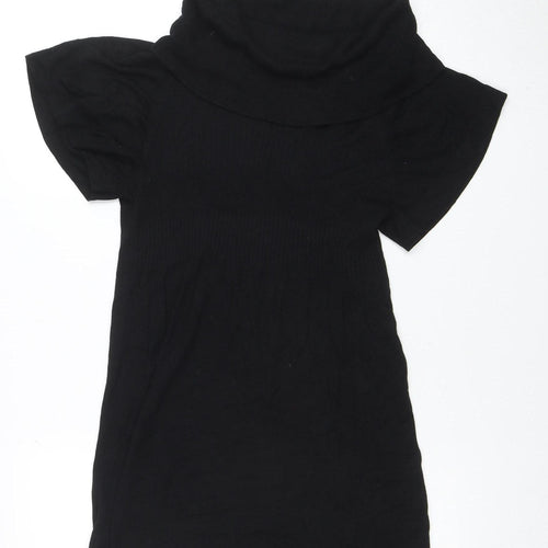 Vero Moda Women Black XS Roll Neck Short Sleeve Sweater Dress