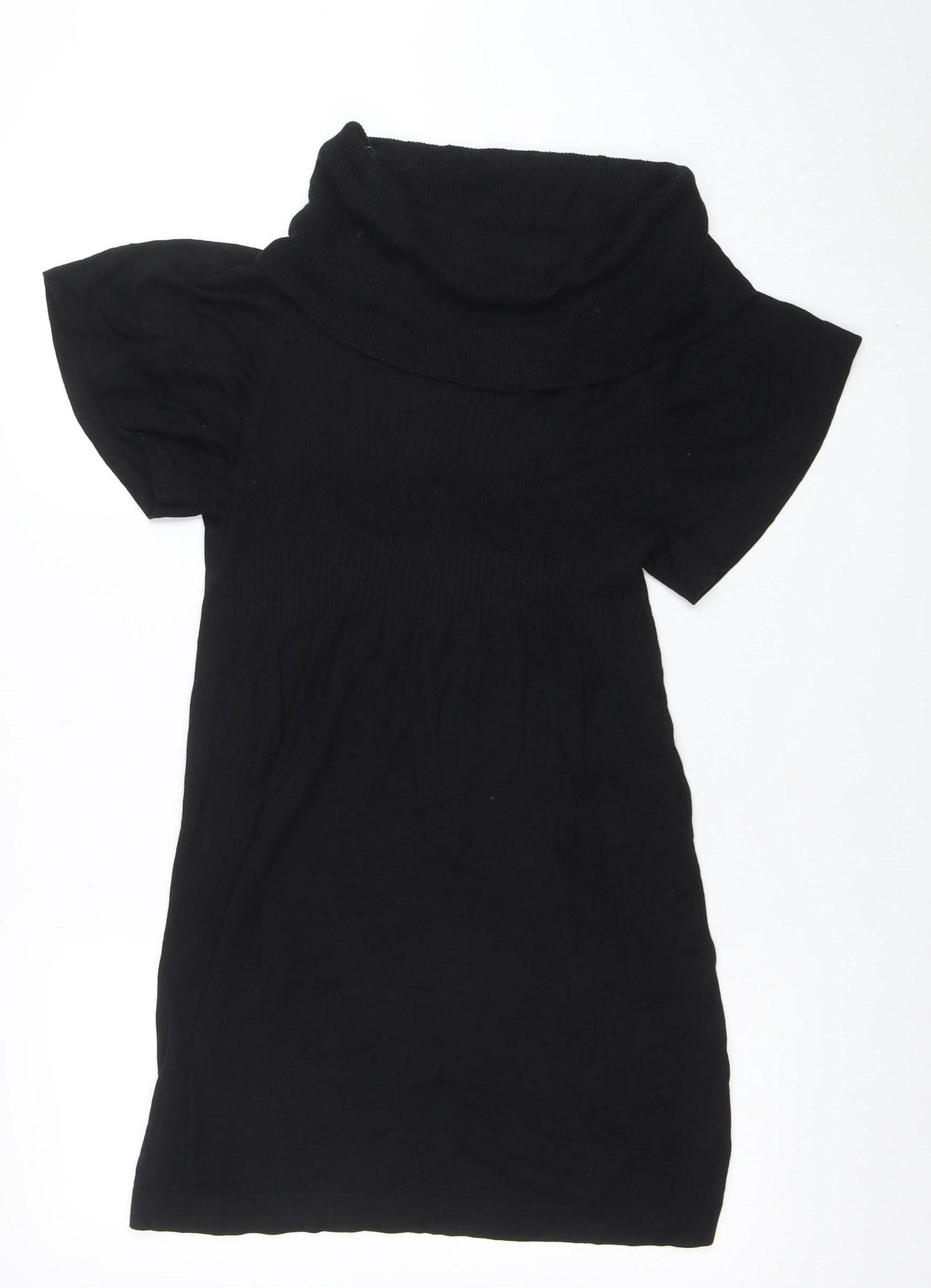 Vero Moda Women Black XS Roll Neck Short Sleeve Sweater Dress