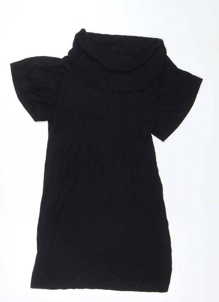 Vero Moda Women Black XS Roll Neck Short Sleeve Sweater Dress