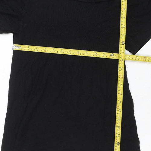 Vero Moda Women Black XS Roll Neck Short Sleeve Sweater Dress